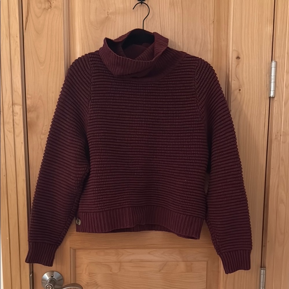 Madewell Burgundy Turtleneck Ribbed Sweater